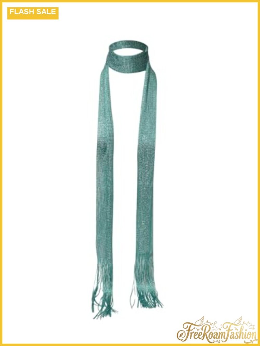 Women's Shiny Fringe Thin Scarf Lightweight Polyester Neck Scarf Tassel Hem